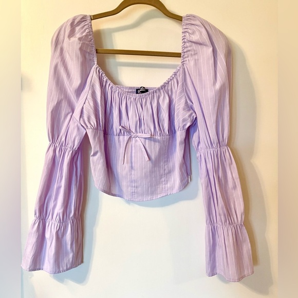 Freshman Tops - Freshman Lilac Purple Cropped Coquette Summer Long Sleeve Top- Size M